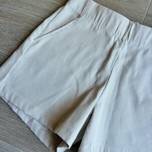 Pull On Cream Striped Women's Bermudas